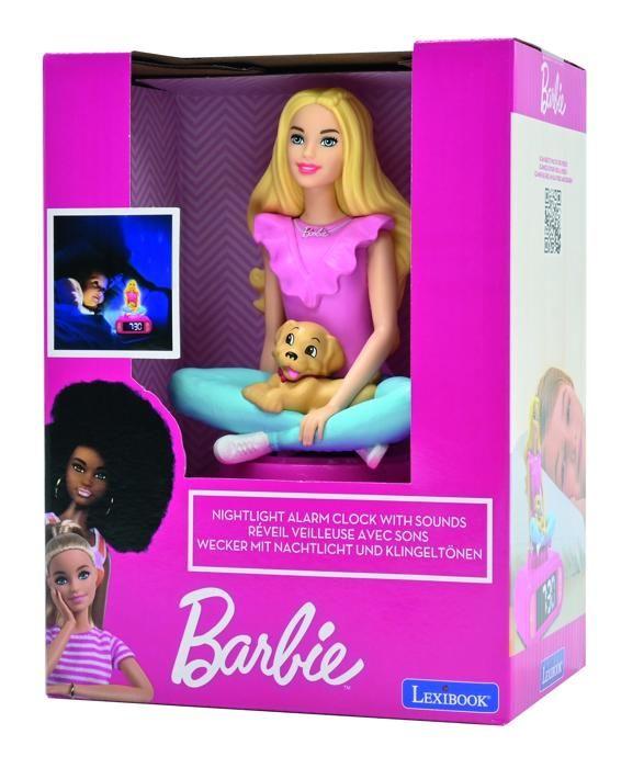 Réveil digital avec veilleuse lumineuse, Barbie en 3D, et effets sonores