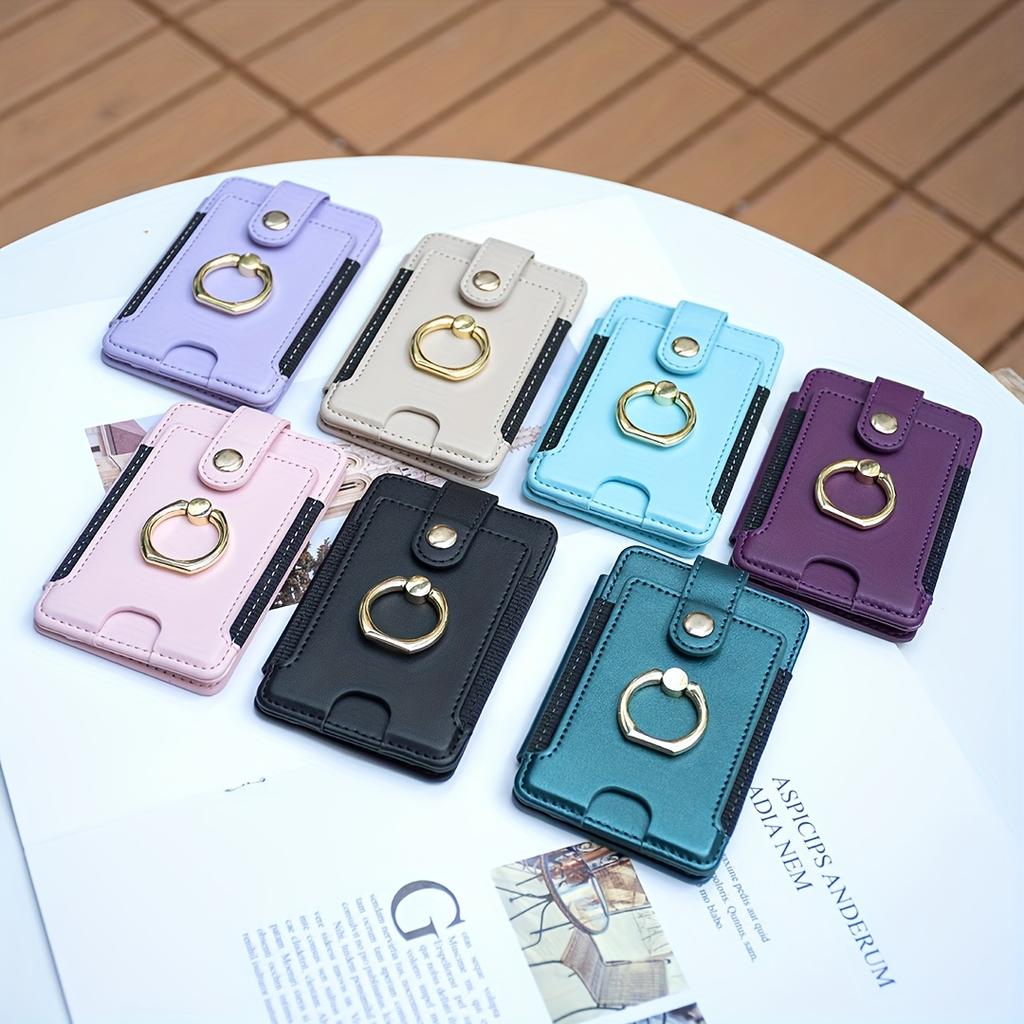 Universal Ring Small Card Holder Sticker Adhesive Mobile Phone Card Holder with Ring Buckle Compatible with All Smartphones Bag