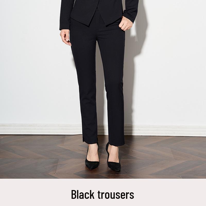 

Темно-синий женский костюмный набор без воротника - Профессиональная деловая рабочая одежда для офиса на весну/осень 2025 2XL