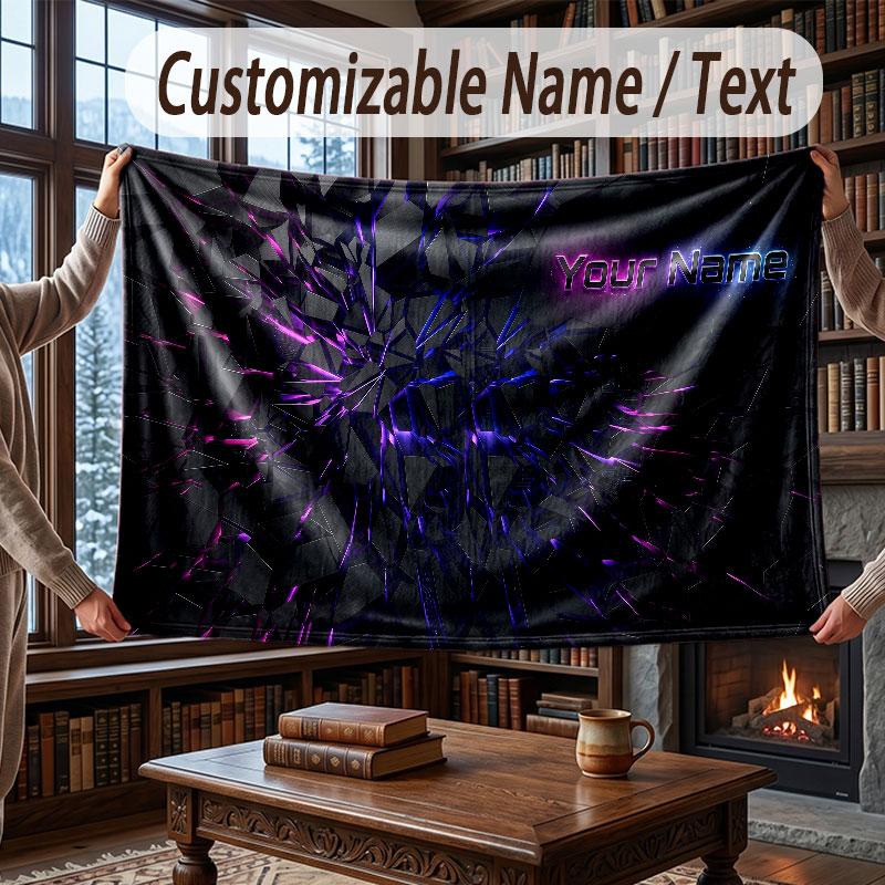 Christmas Winter Theme Throw Blanket Custom Name Text Personalized Blanket Soft Cozy Blanket for Home Sofa Bed