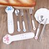 Cartoon Cat Claw Stainless Steel Spoon And Fork Set Spoon Chopstick Cutlery Student Outdoor Camping Portable Kitchen Accessories