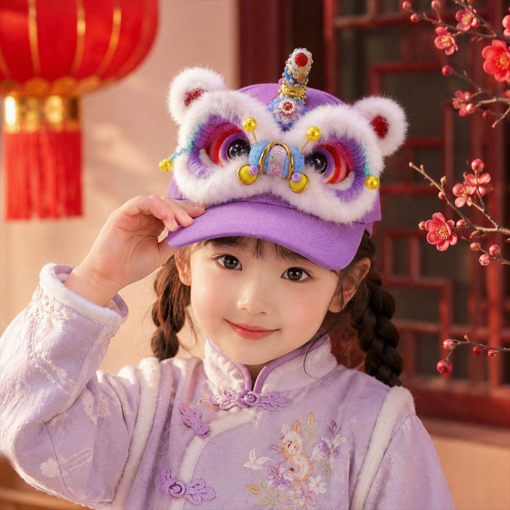 Plush Baseball Cap Versatile Style Casual Beach Cap New 3D Lion Dance Hat