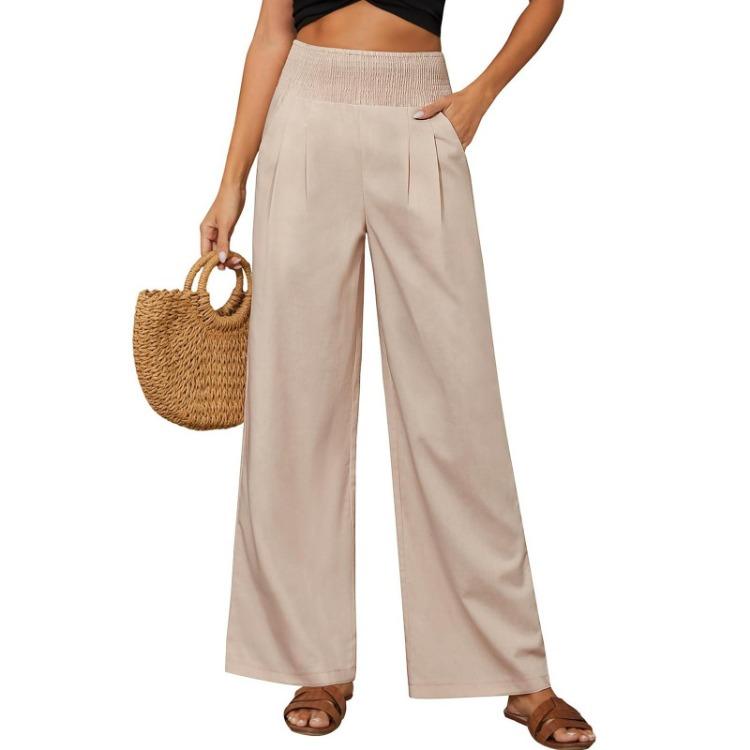 Women Casual Solid Color Wide Leg Pants Loose Temperament Trousers Workplace