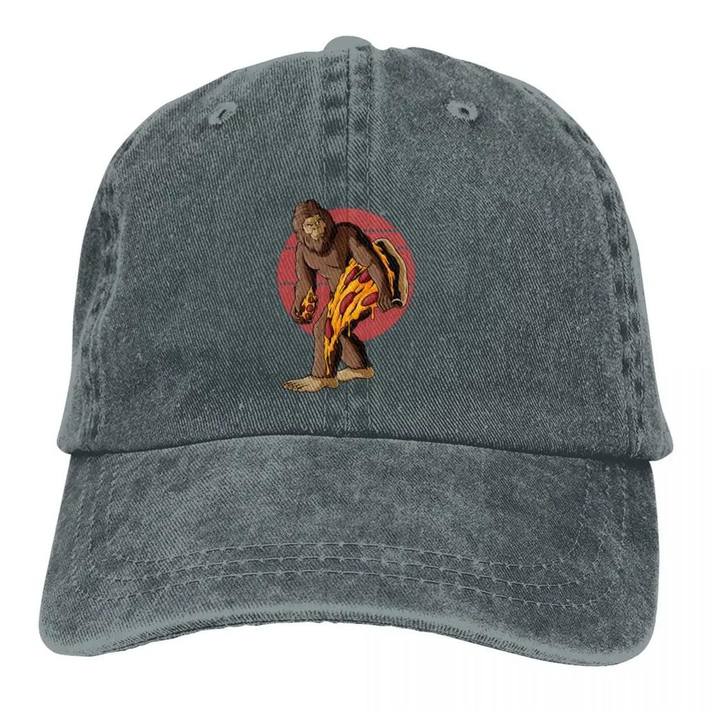 Summer Cap Sun Visor Cryptid Eating Pizza Slice Italian Food Lover Hip Hop Caps Bigfoot Sasquatch Cowboy Hat Trucker Dad Hats