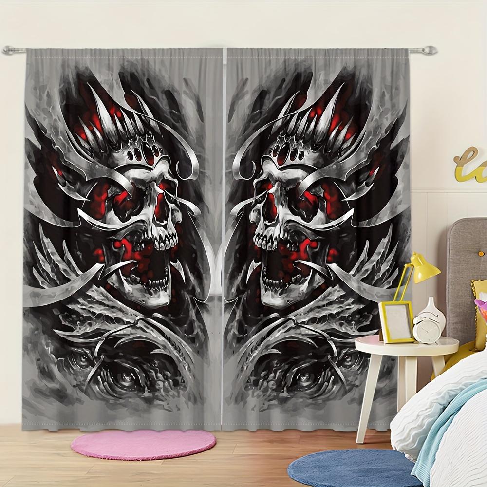 2pcs Red Spider Web HD Digital Printed Curtains Home Decor Living Room Bedroom Rod Pocket Curtains Study Window Office Home Deco