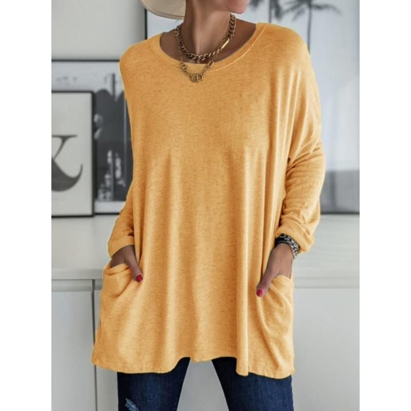 

Round Neck Long Sleeved Loose Casual Women s T-shirt 5XL