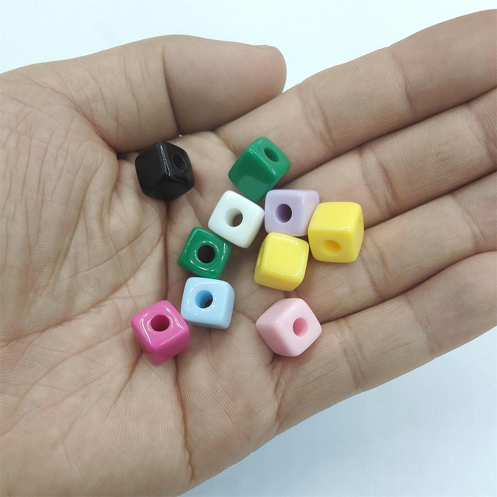 10mm 10pcs Square Shape Acrylic Candy Color Spacer Beads For Jewelry Making Beaded Materials Jewelry Accessory
