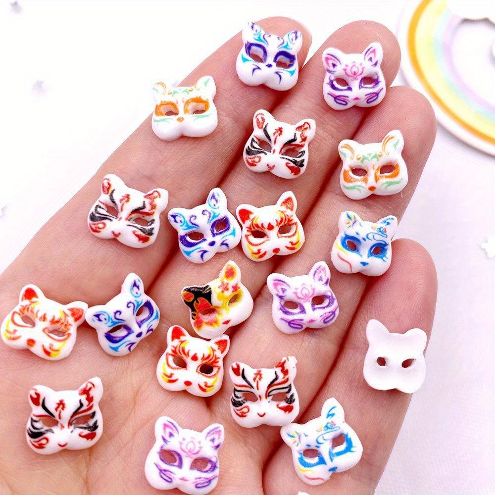 20pcs Resin Mini Colorful Cartoon Fox Mask Flatback Stone Art Nails Appliques DIY Wedding  Jewelry Scrapbook Decor Accessories Crafts