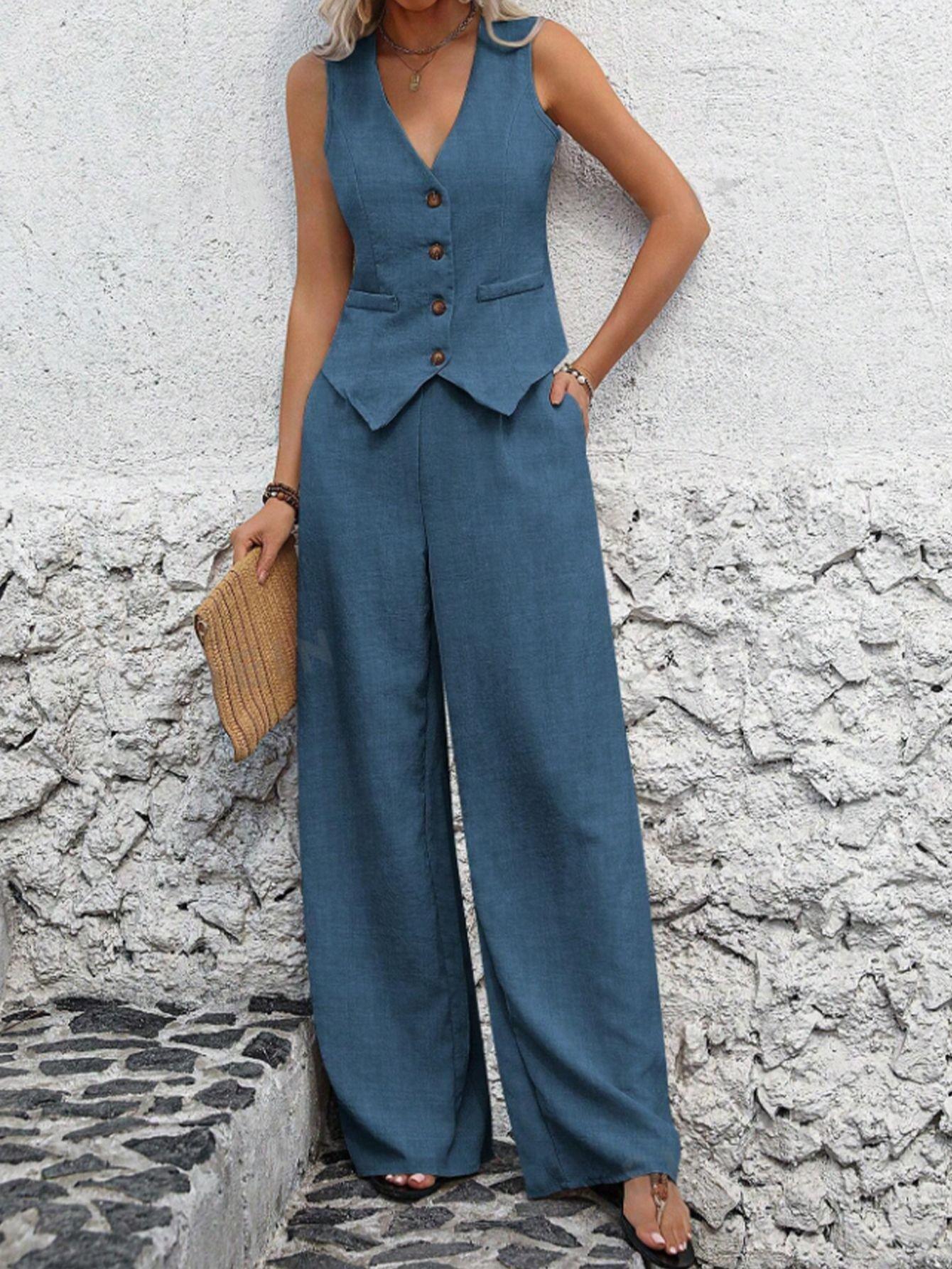 

Комплект жилетов и брюк в европейском и американском стиле 2024 года: Костюм для отдыха с коллажной вышивкой X1885 Medium