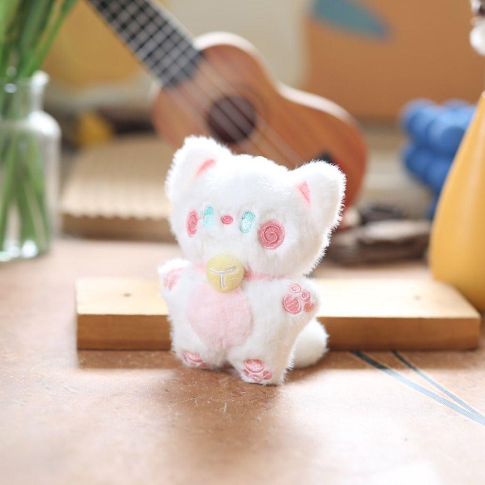 Hugging Cute Cat Plush Doll Stuffed Animal Plush Key Chain Coffee Cat Plush Keychain  Kid Girls