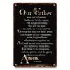 Christian Lord's Prayer Metal Sign, Vintage Rustic Iron Wall Art, Durable Religious Home Decor with Pre-drilled Holes, English
