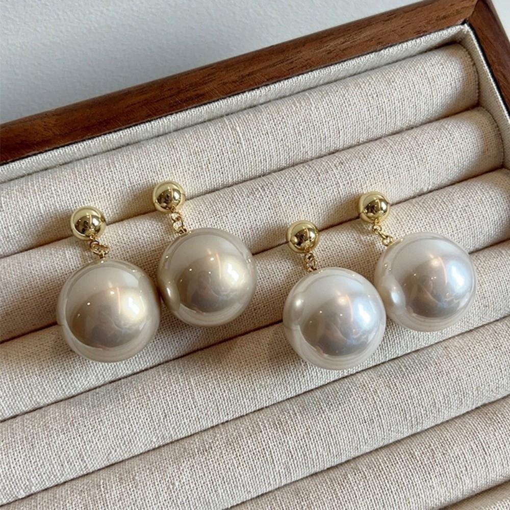 Elegant Round Shape Simulated Pearls Earrings Hanging Drop Jewelry Drop Earrings Vintage Earrings Daily Wear