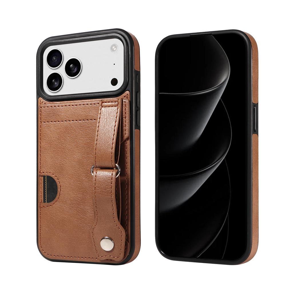 Cards Solt WristBand Wallet Leather Case For iPhone 17 Pro Max 16 Plus 15 14 13 12 11 Shockproof Slim Snap Bracelet Bag Cover