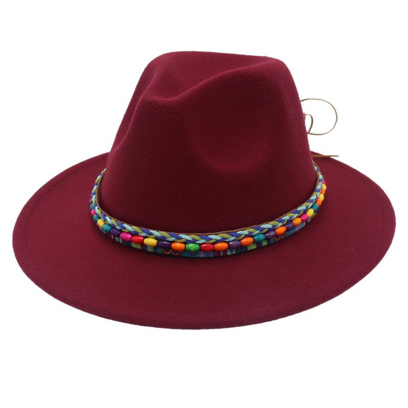 Top Hat Rainbow Hand-Woven With Accessories Ethnic Style Tibetan Hat Colorful Jazz Hat