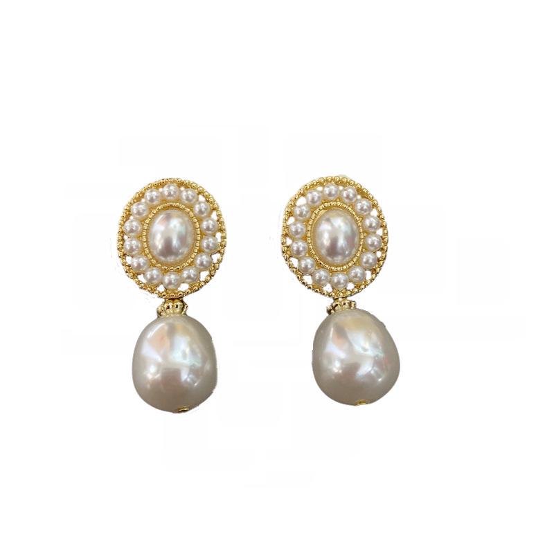 Vintage 925 Silver Pearl Stud Earrings - European & American Style, Antique Design, Light Luxury, Versatile Ear Jewelry