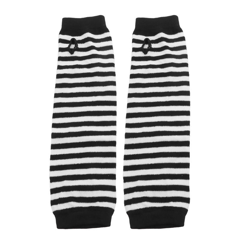 Dámské pruhované punkové gotické dlouhé návleky na ruce Zimní strečové rukavice bez prstů s otvorem na palec Pro chladné počasí