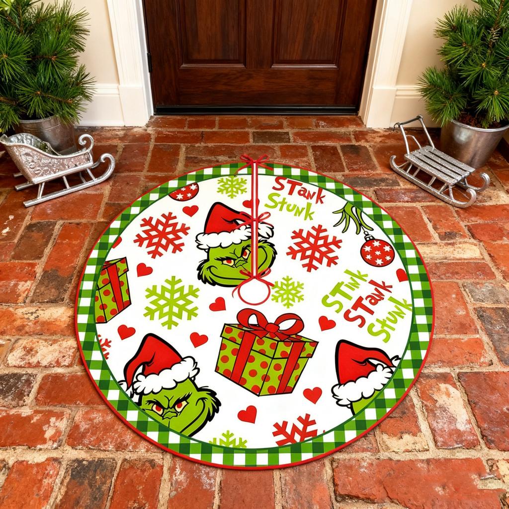 60/90/120cm Jul Söt Blommig Julgransmatta Varm Atmosfär Golvmatta Dekoration Matta