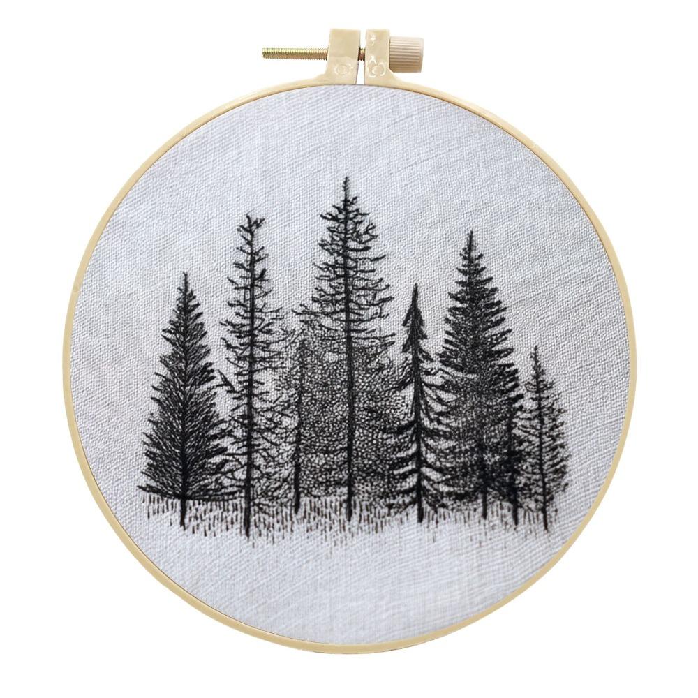 1pc Forest Landscape Embroidery DIY Fabric Craft Kit with Tools