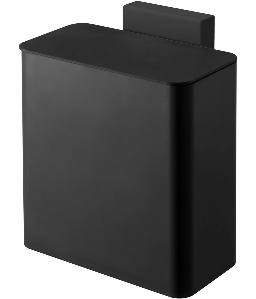 Yamazaki Tower Magnetic Trash Can with Lid, Black, Approx. W17 x D9.5 x H17cm, Model 4269