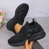 Damen Überweite Kristallverzierte Flyknit Sneaker - Deep-V Plateau Freizeitschuhe mit Perlenbesetztem Klettverschlussriemen, Atmungsaktive Mode-Sneaker