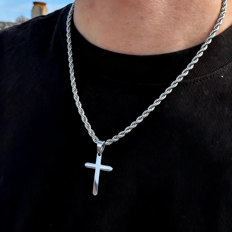 IF ME 1PCS Fashion Light Luxury Cross Pendant Necklaces for Women Gold Silver Color Clavicle Chain Necklace Jewelry
