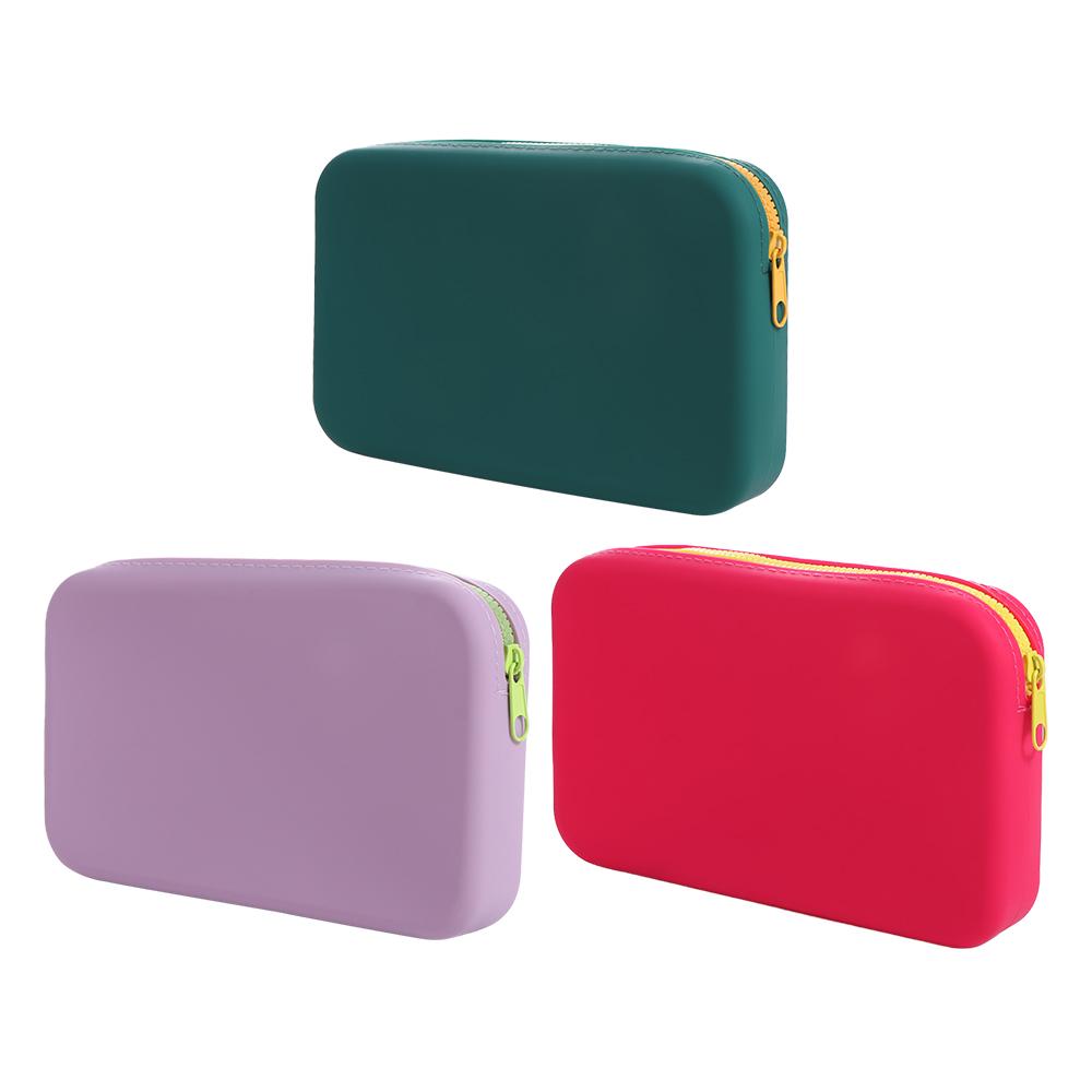 Large Capacity Square Cosmetic Bag Solid Color Coin Purse Small Item Bag  Makeup Brush Holder