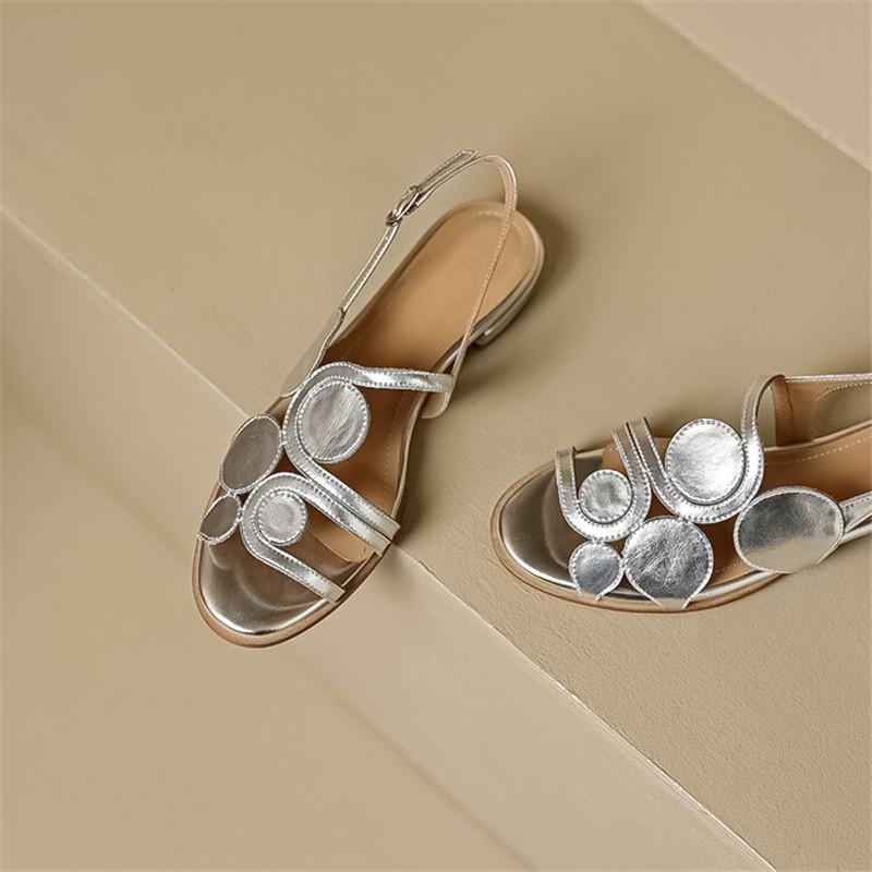 Mote 2024 Sommersandaler Sauskinn Rund Tå Damesandaler Grov Hæl Damesko Lav Hæl Sko for Kvinner Utsparte Damesko