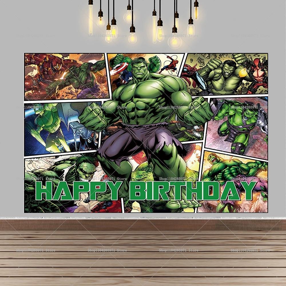 Fondo de foto de Hulk, superhéroe, gigante de dibujos animados verde, decoraciones para fiesta de cumpleaños infantil, artículos para baby shower.