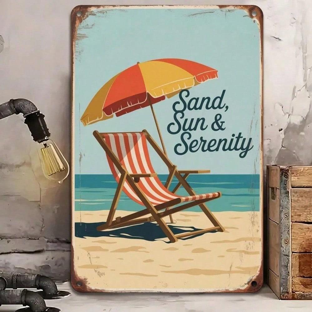 

Metal Wall Art Poster Beach Sea Coast Sun Serenity for Living Room