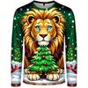 3D Print Animal Husky Graphic Long Sleeve T Shirt For Men Merry Christmas Crewneck Oversized Tshirts Clothes Mens Tee Tops