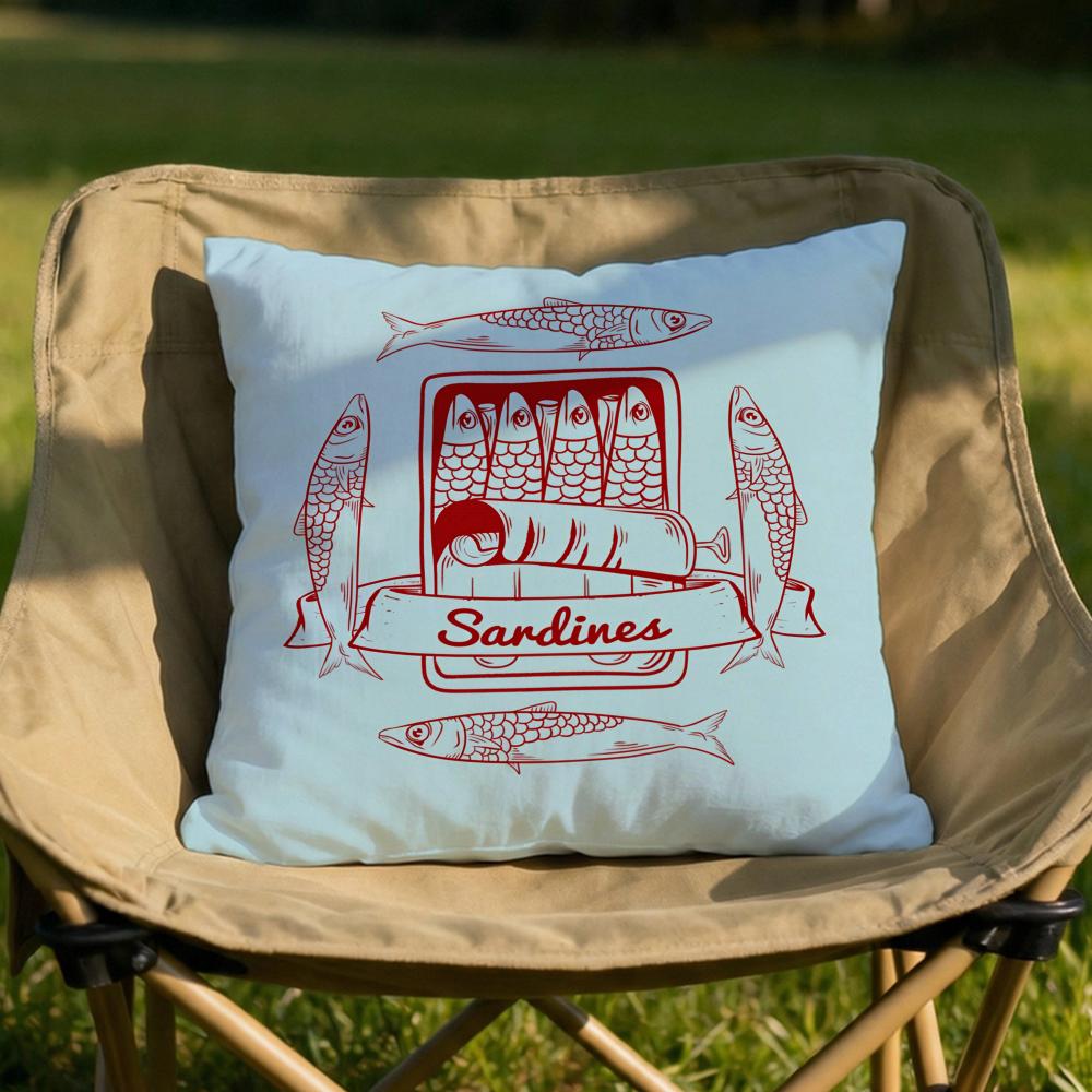 Sardines Art Cushion Cover Soft Reversible  Durable Pillow Cover  MultiScene Use for Home  Car Daily Comfort