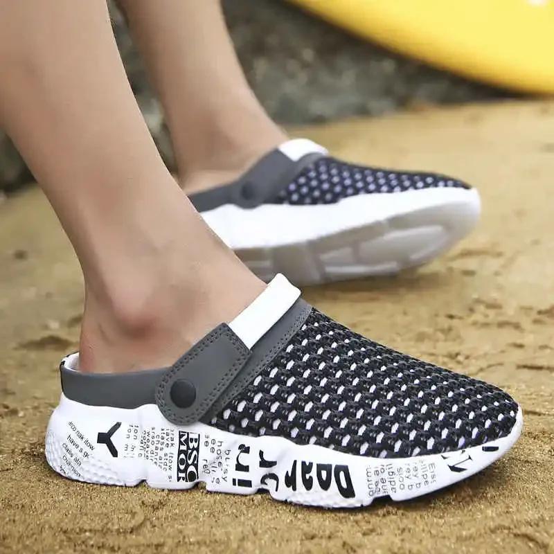 Fashion Men's Clogs Male Tennis Flat Sandals Air Flip Flops Men Non-Casual Men's Leather Shoes Running-Shoes Tennis Durable Outsole Low