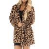 Womens  Villi  Winter Long Sleeve Leopard Print Fashion Pocket Coat
