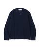 KNITTED Cotton Henley Neck Waffle Knit Navy