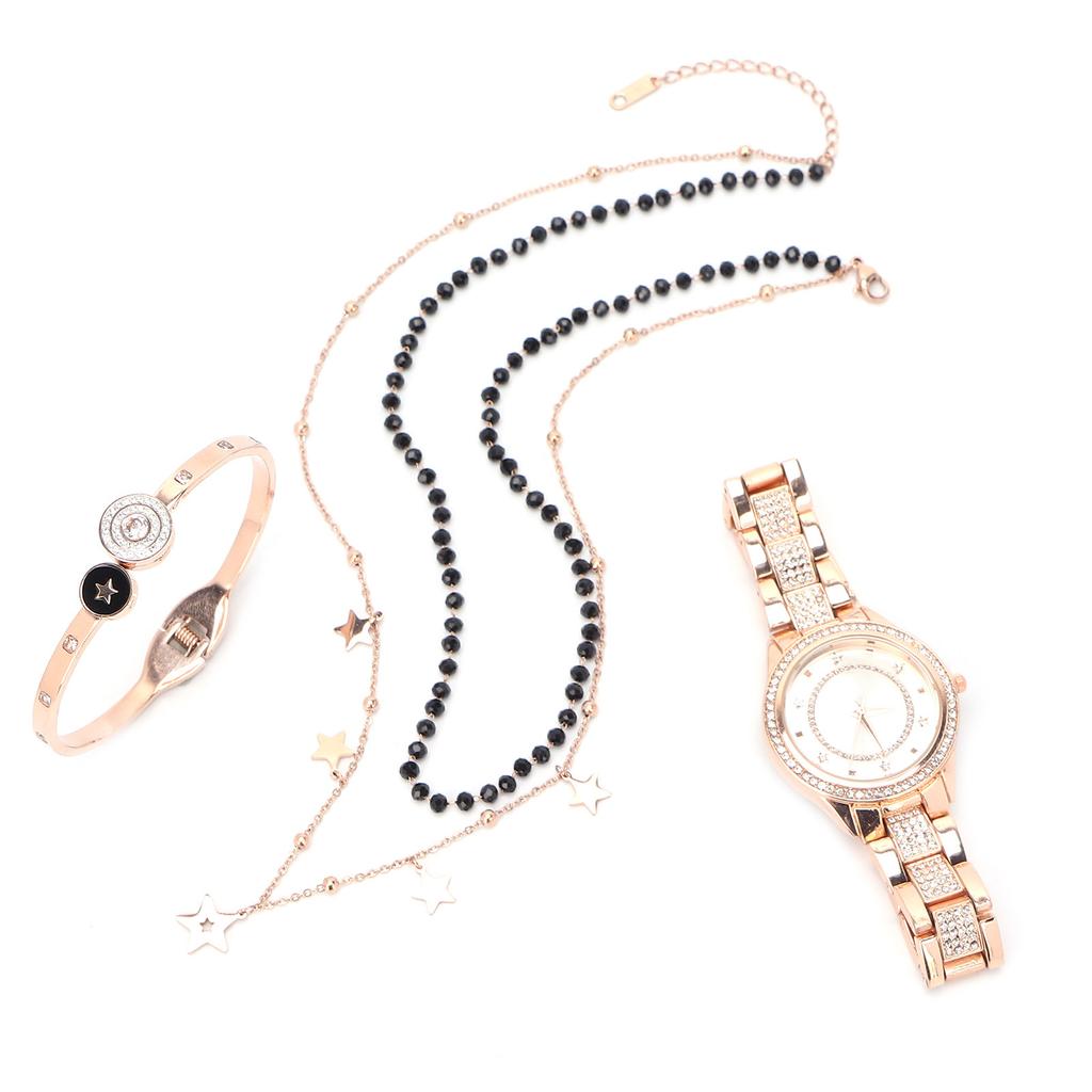 Women Jewelry Set Watch Bracelet Necklace Wife Girlfriend Anniversary Birthday Gift Rose Gold