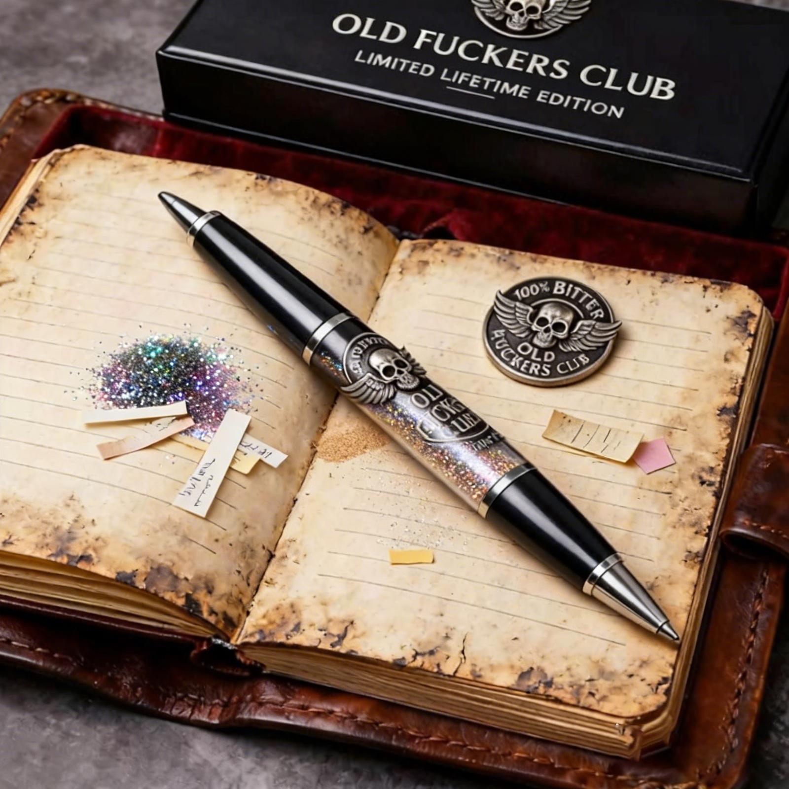 Old Club Limited Edition Pen, Funny Old F*ckers Club Gift Set With Card And Badge And Pen For Unapologetic Humor Retirement Men With Gift Box 2ml One Size