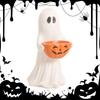 Halloween Ghost Statue with Pumpkin Candy Bowl Resin Sculpture Spooky Tabletop Decor Trick Or Treat Dish