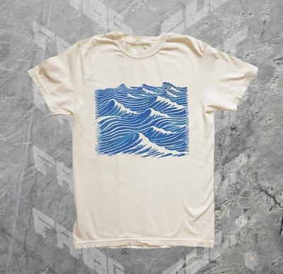 Vintage Ozean Meer Shirt 90er Siebdruck Wellen Stil Grafik Volle Größe S-3XL