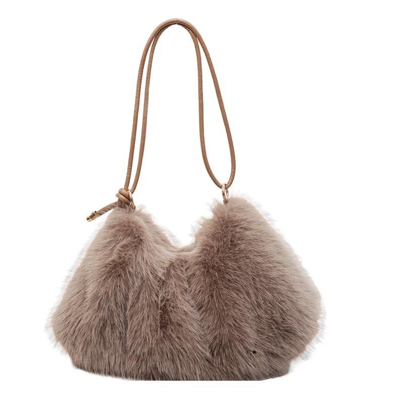 Zaino Foderato in Pelliccia con Singolo Spallaccio, Piccolo e Chic, Perfetto per Tutte le Occasioni, Borsa Tote Morbida e Soffice
