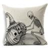 Halloween Skeleton Linen Pillow Cover Festive Home Decor Pillow Cushion Cover