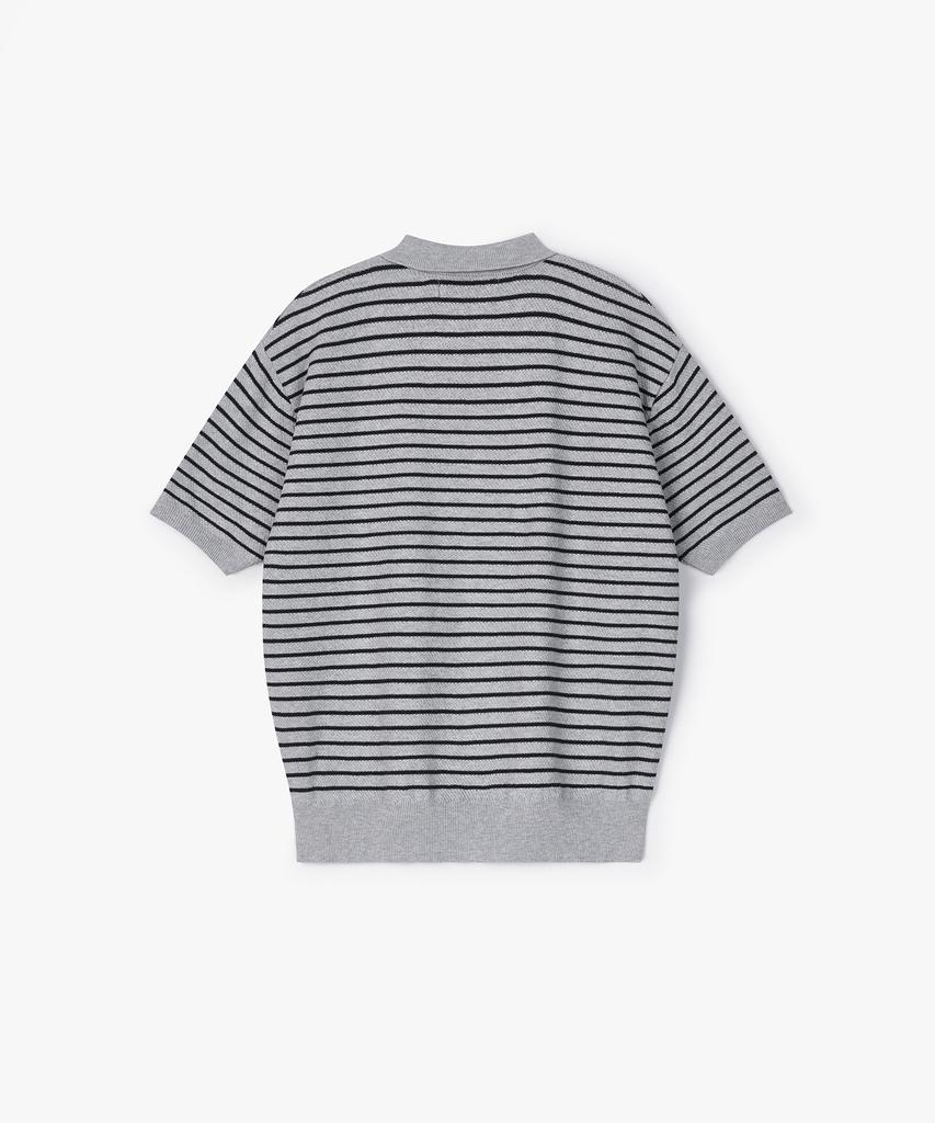 Peullojeulum Pure Cotton Collar Knit Stripe Gray