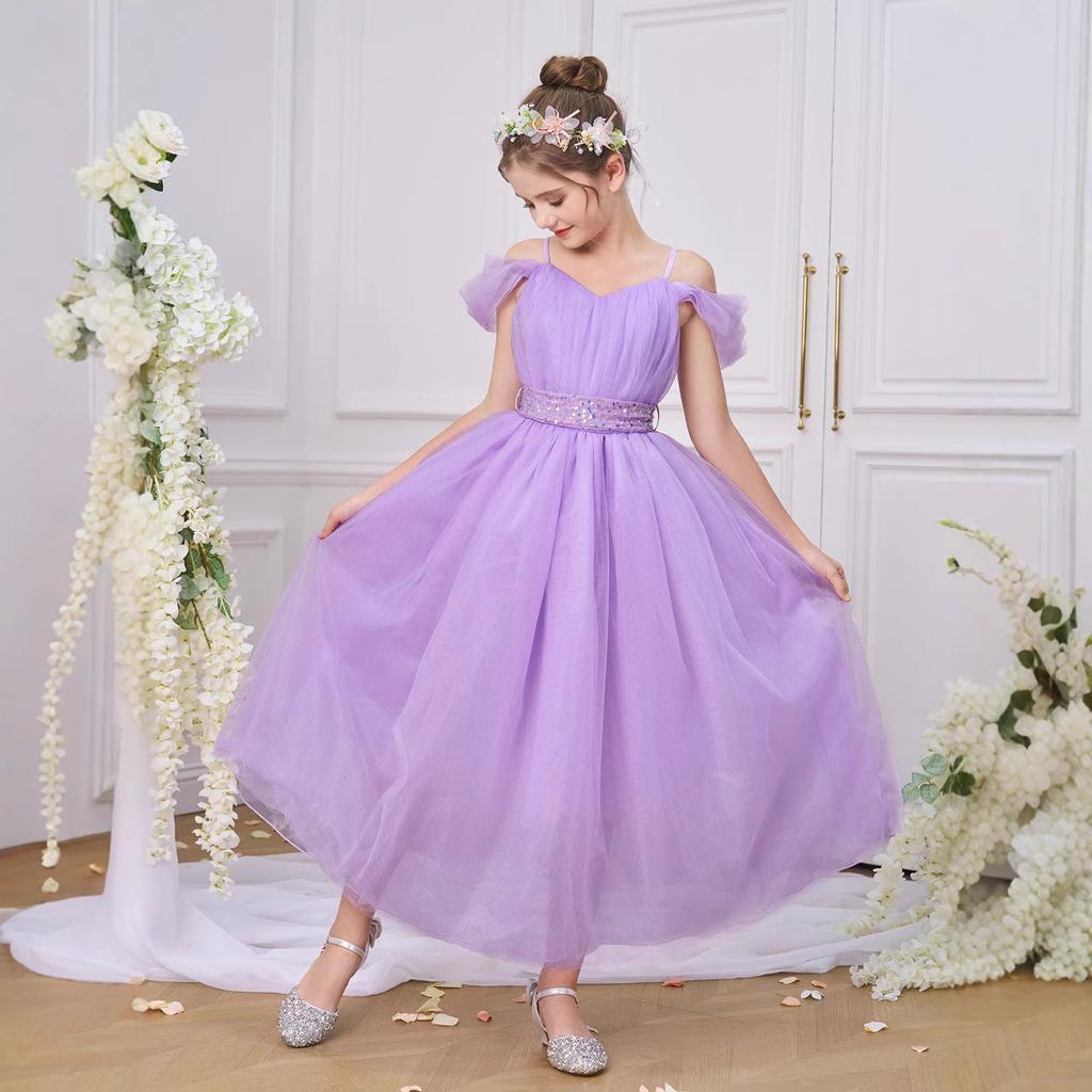 Children's Dress Princess Dress Sequin Mesh Evening Dress Forging Temperament Stage Puffed Dress Girls Party Dress