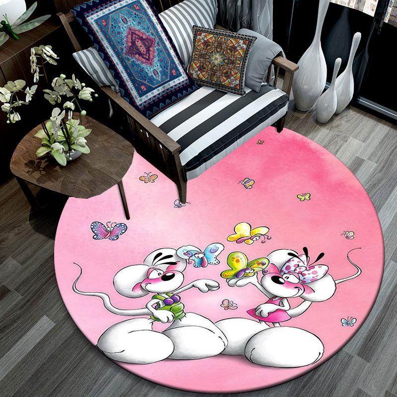 Diddl Pattern Round rug,Carpet Rug for Living Room Bedroom Playroom ,Non-slip Floor Mat,Holiday Gifts and Birthday Gifts.