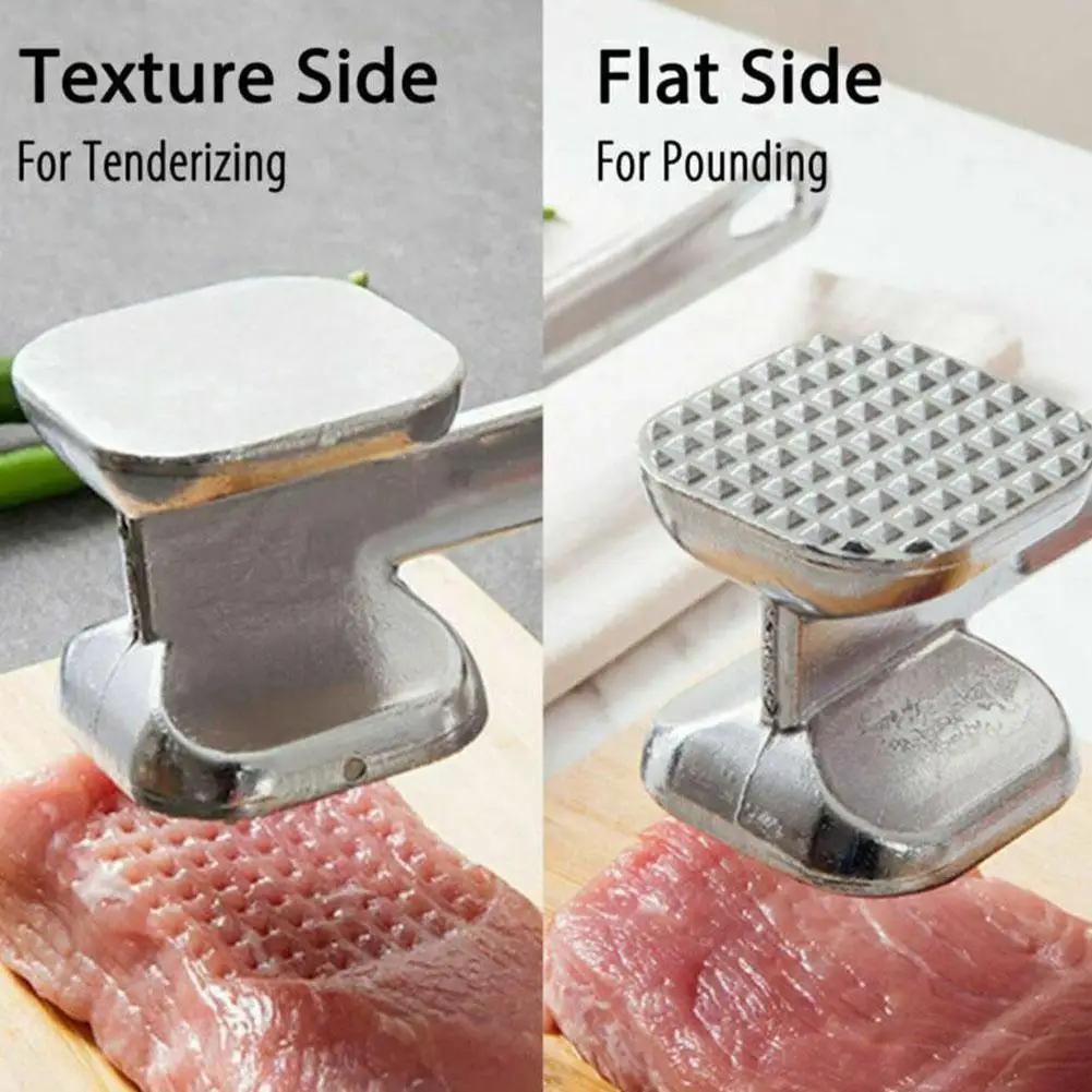 Stainless Steel Double-Sided Square Meat Tenderizer Hammer Food-Safe Kitchen Tool for Pork Chops Meat Tenderizing Appliance