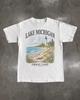 Lake Michigan Shirt, Retro Lighthouse Graphic Tee, Great Lakes Travel Gift