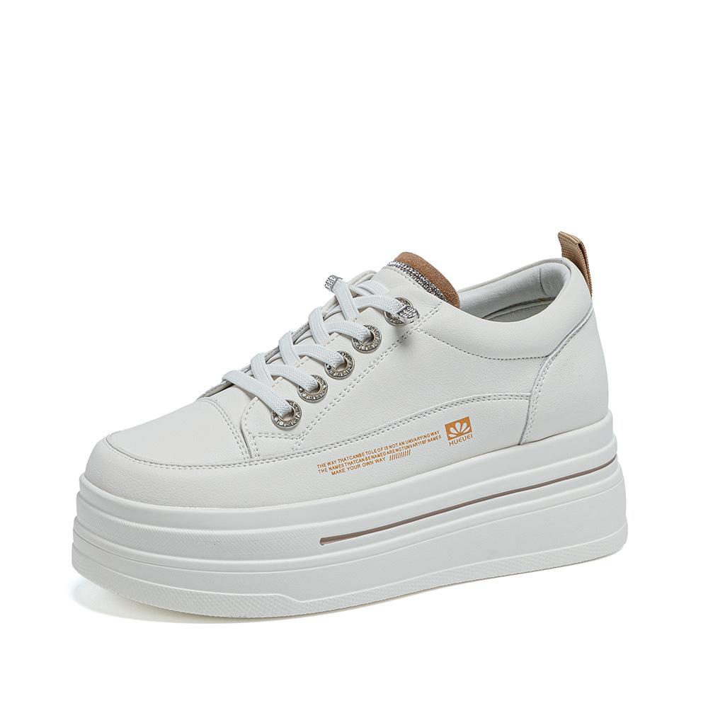 Spring and Autumn new leather inner height increase women's versatile leather face muffin women's shoes platform single shoes casual shoes