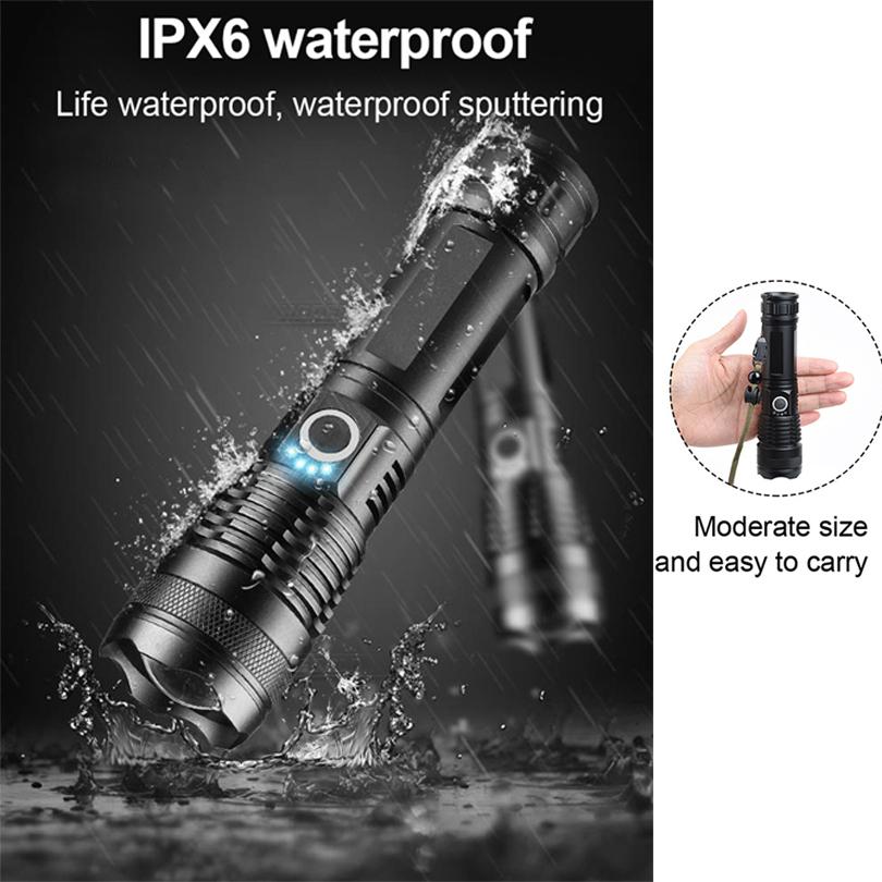 High Power Led Flashlights Camping Military Tactical Self Defense Usb Powerful Battery Rechargeable Flashlamp Mini Flashlight