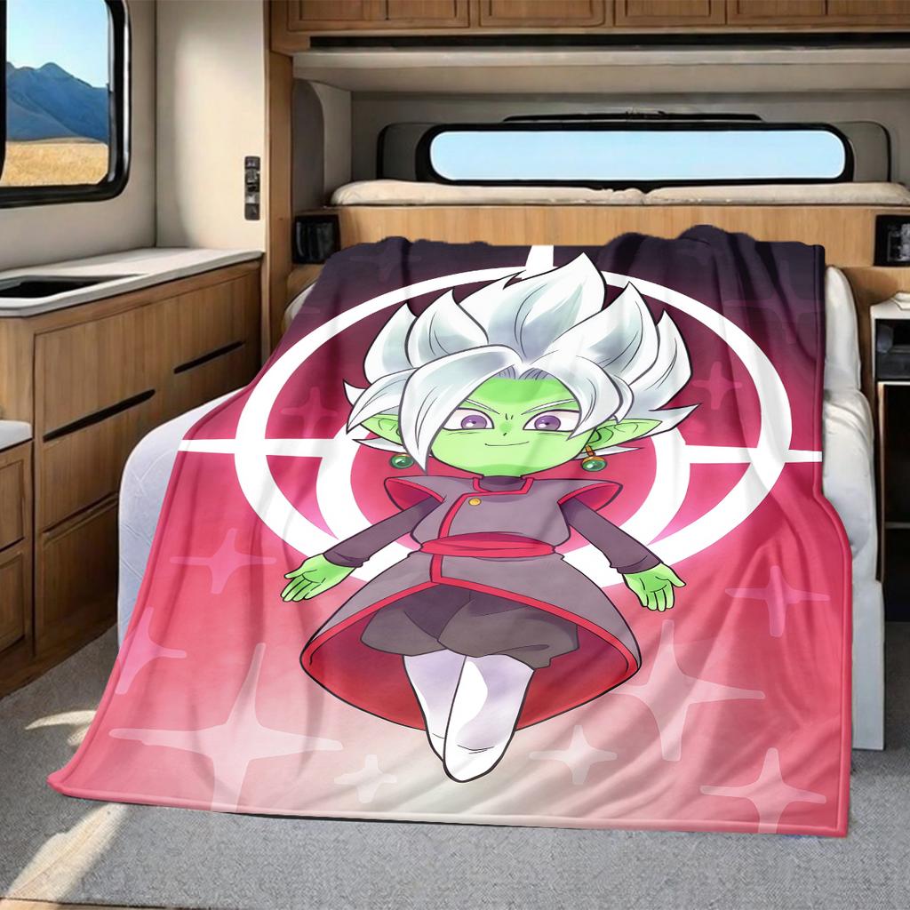 1PC Zamasu,Vegito Print Flannel Blanket, High quality All Seasons, Home Decor, Warmth and Comfort, Perfect for Christmas Gifts