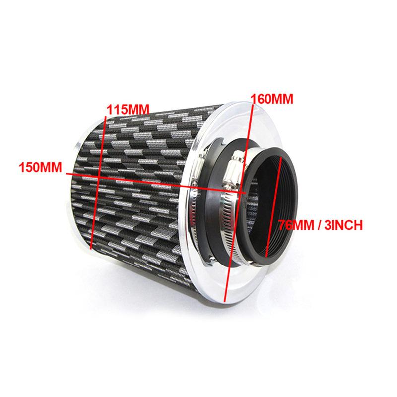 76mm Universal Car Cold Air Intake System Turbo Induction Pipe Tube Kit With Air Filter High Flow Performace Air Filter Inlet