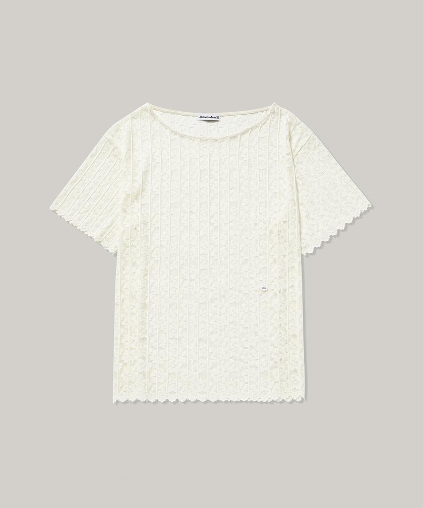 BETWEEN A AND B Floral Lace Sheer Blouse [Cream]